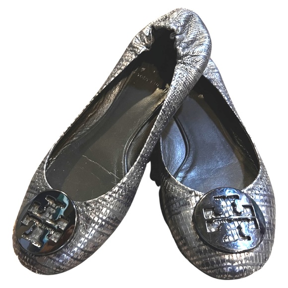 Tory Burch Shoes - Tory Burch Shoes Espadrilles Flats Snakeskin Leather Metallic Womens Size 7M